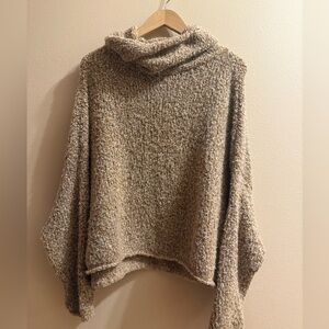 Free People Cowl Neck Sweater - Brown and Cream